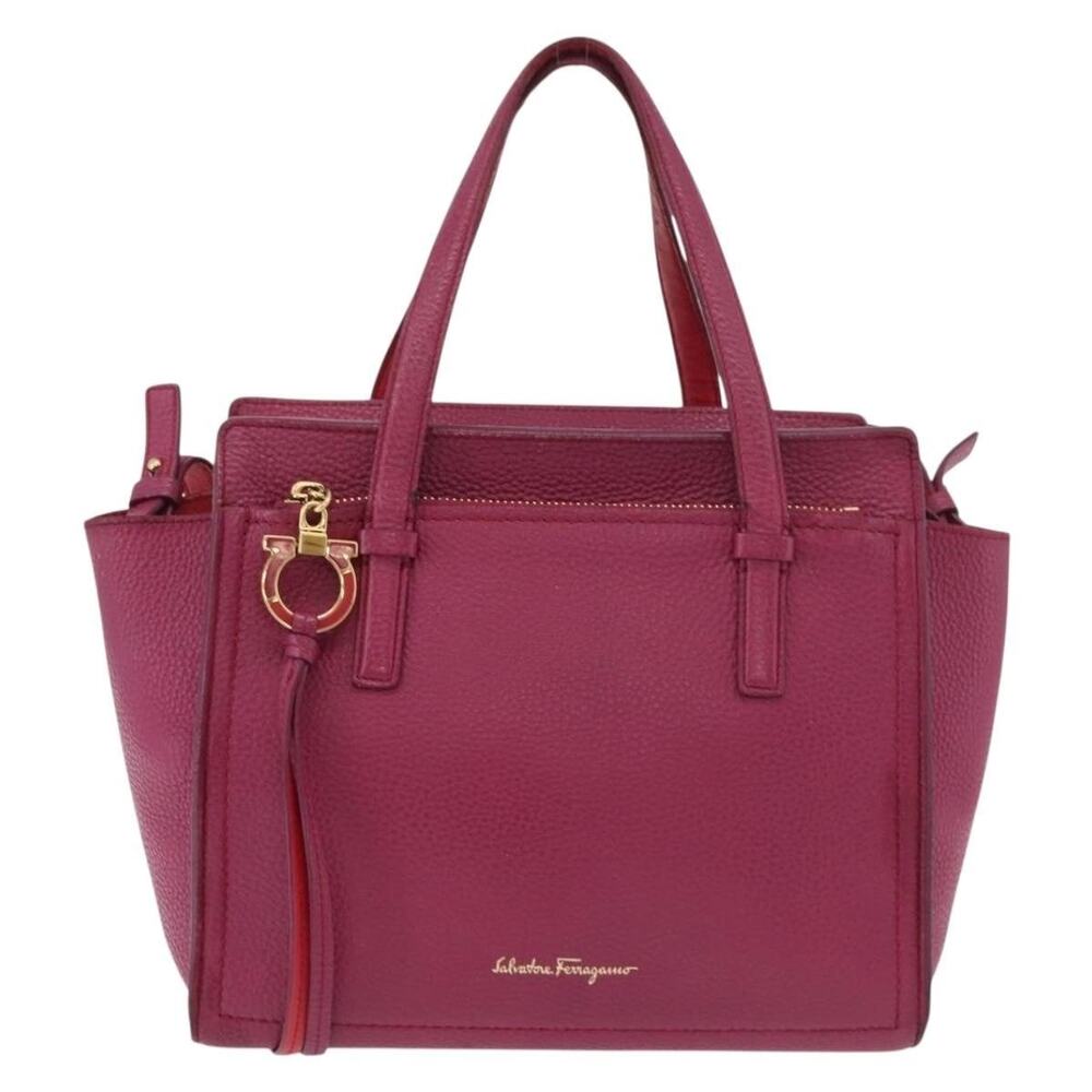 Salvatore Ferragamo Leather Gancini Handbag Purple